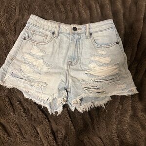 Stylish Light Blue Distressed Jean Shorts
